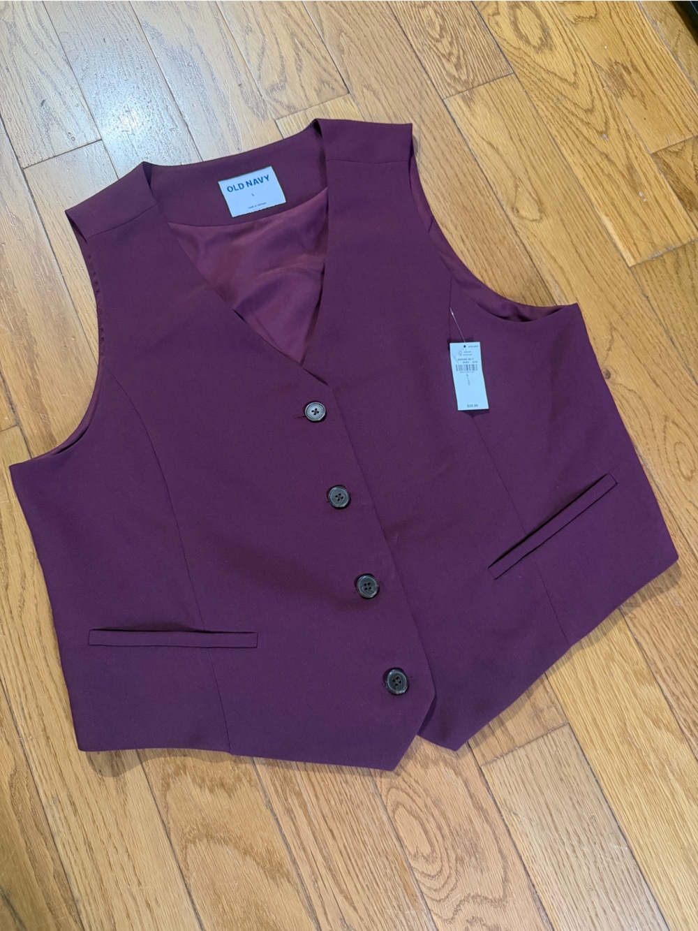Old Navy Plum Button-Front Vest
